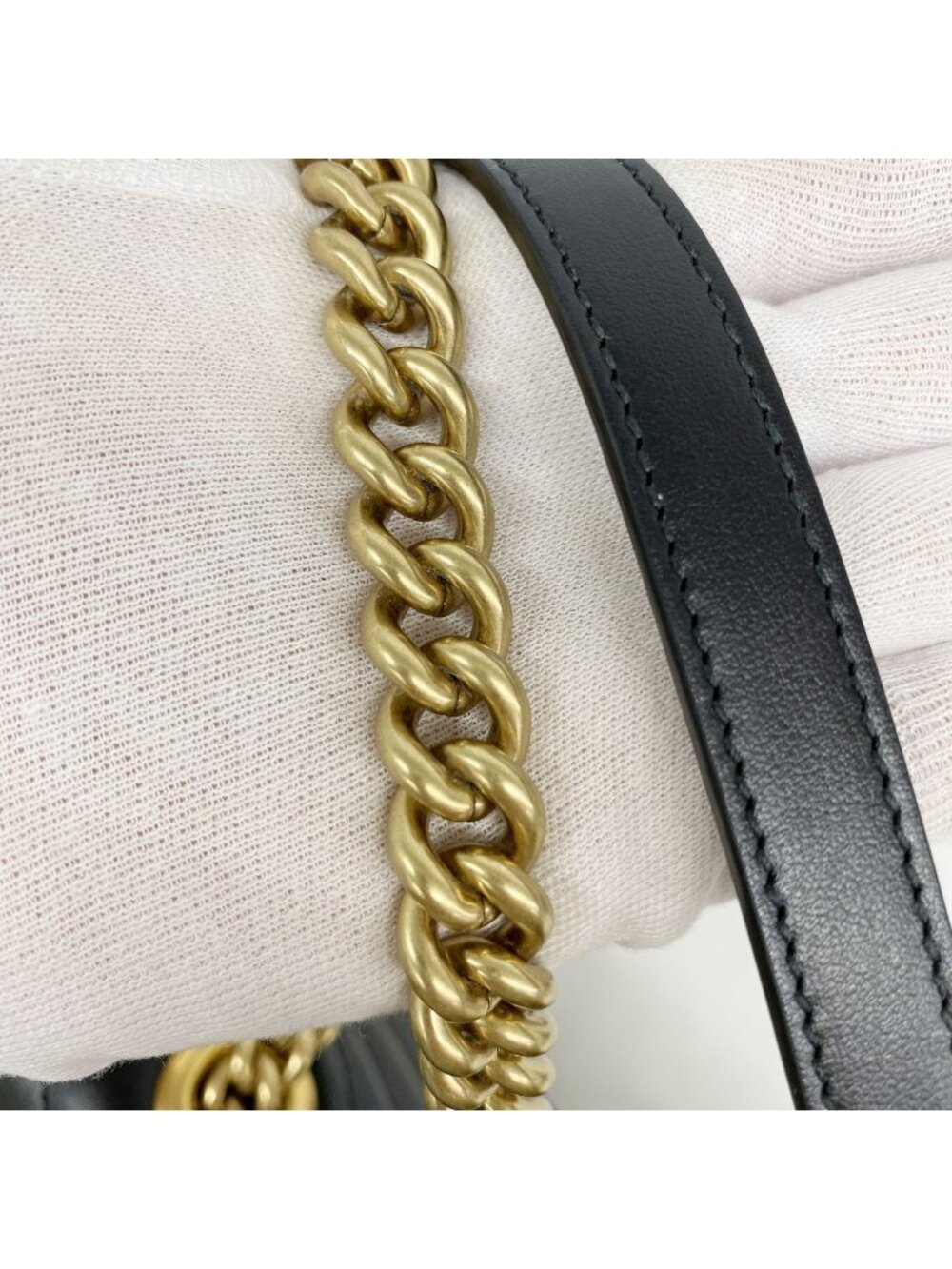 Gucci Shoulder Bag GG Marmont Leather Black Gold - Picture 9 of 12